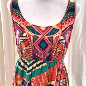 MULTI COLOR PRINTED HIGH LOW DRESS
